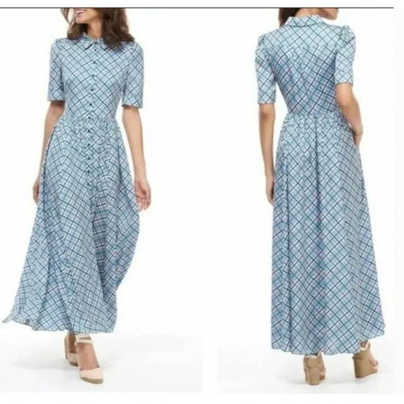 294 Gal Meets Glam Collection Colette Plaid Button Down Maxi Dress - Picture 1 of 9